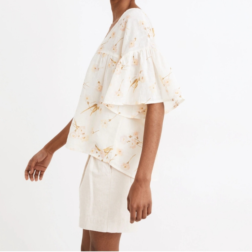 Madewell Flutter-Sleeve Rhyme Top in Floral Print